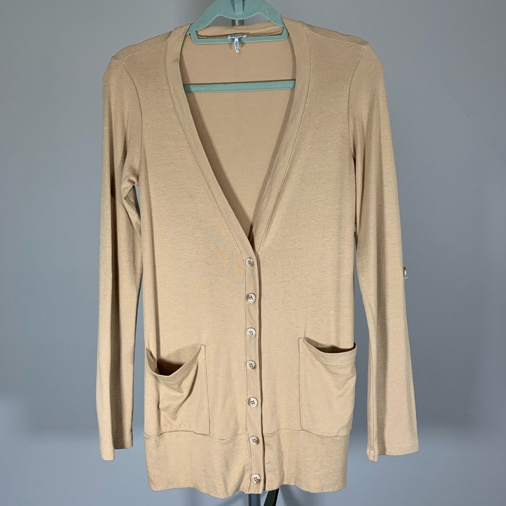 Splendid Cream Button Front Cardigan with Pockets